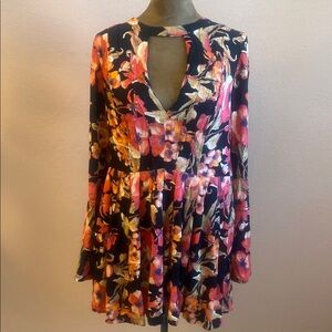 Free People.Floral Long Sleeve Dress